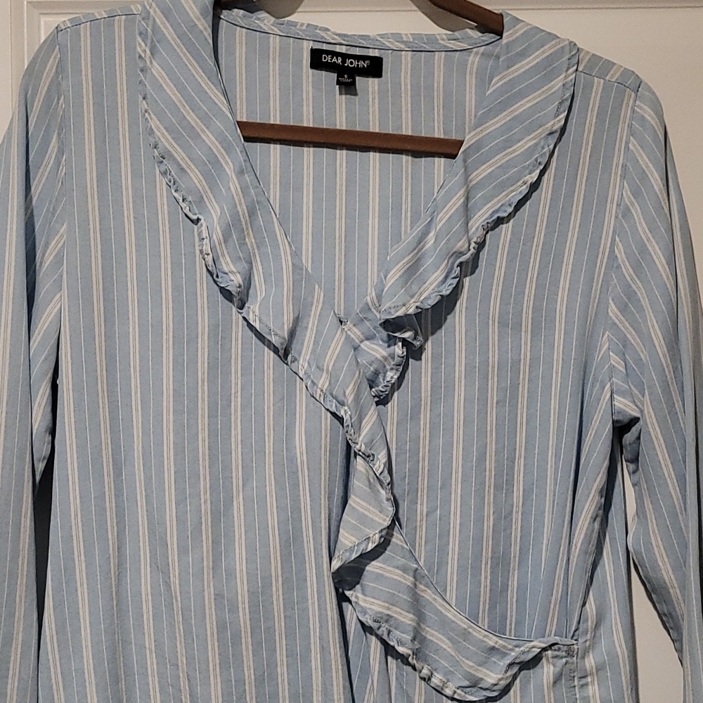Dear John Striped blouse with ruffled neckline - Picture 5 of 7